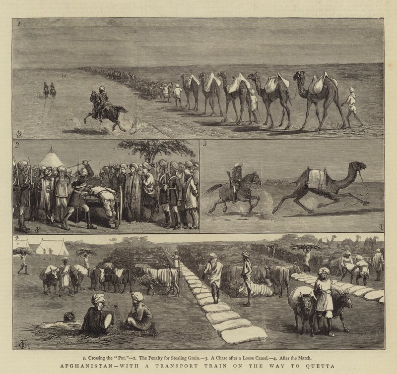 Afganistan, Quetta Yolunda Bir Taşıma Treniyle by Charles Edwin Fripp