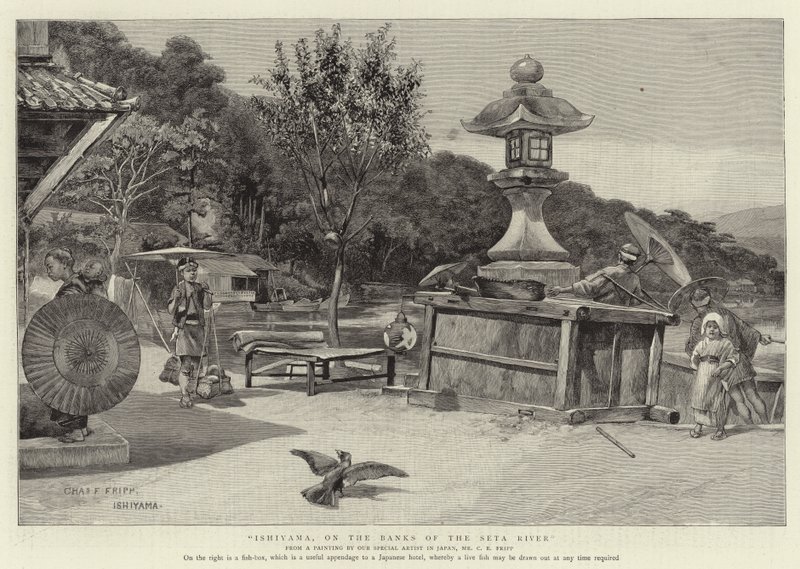 Ishiyama, Seta Nehri kıyısında by Charles Edwin Fripp
