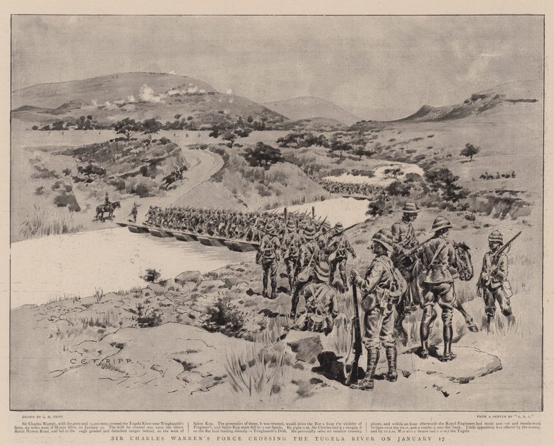 Sir Charles Warren'ın Kuvvetleri 17 Ocak'ta Tugela Nehri'ni geçiyor by Charles Edwin Fripp