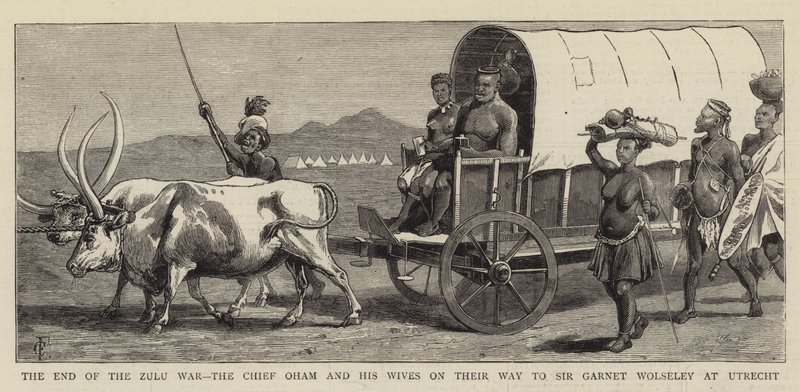 The End of the Zulu War, the Chief Oham and his Wives on their Way to Sir Garnet Wolseley at Utrecht  by Charles Edwin Fripp