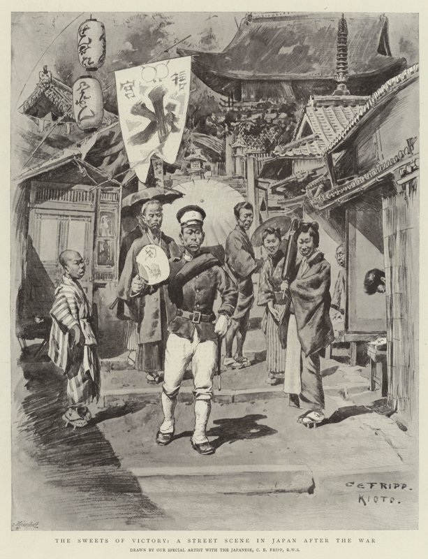 Zaferin Tatlıları, Savaştan Sonra Japonya'da Bir Sokak Manzarası by Charles Edwin Fripp