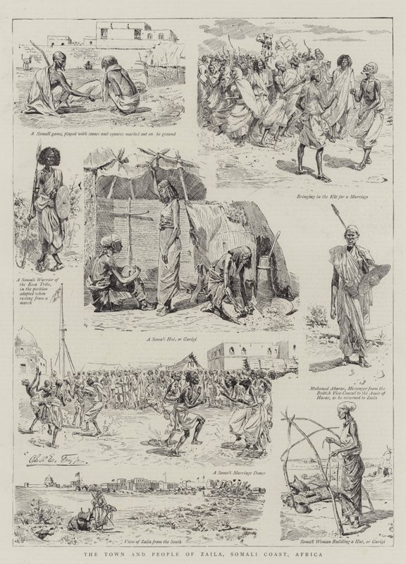 Zaila Kasabası ve Halkı, Somali Sahili, Afrika by Charles Edwin Fripp