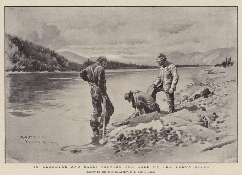 To Klondyke and Back, panning for Gold on the Yukon River  by Charles Edwin Fripp