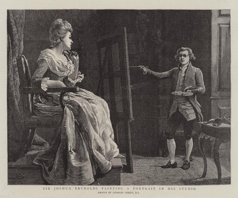 Sir Joshua Reynolds, Stüdyosunda Bir Portre Yapıyor by Charles Green