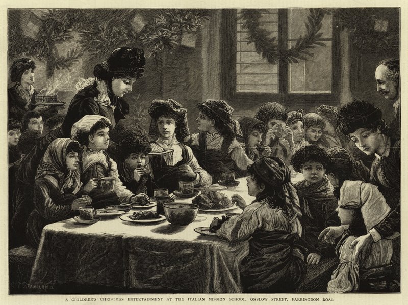 İtalyan Misyon Okulu, Onslow Caddesi, Farringdon Yolu'nda Çocukların Noel Eğlencesi by Charles J. Staniland
