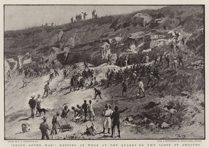 Savaştan Sonra Barış, Yerliler Amajuba Yamacındaki Taş Ocağında İş Başında by Charles J. Staniland