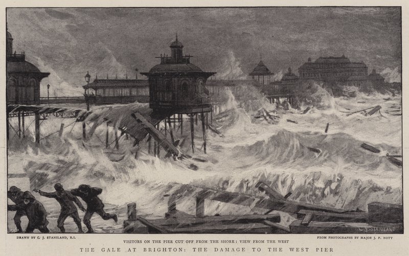Brighton'daki Fırtına, Batı İskelesinin Hasarı by Charles J. Staniland