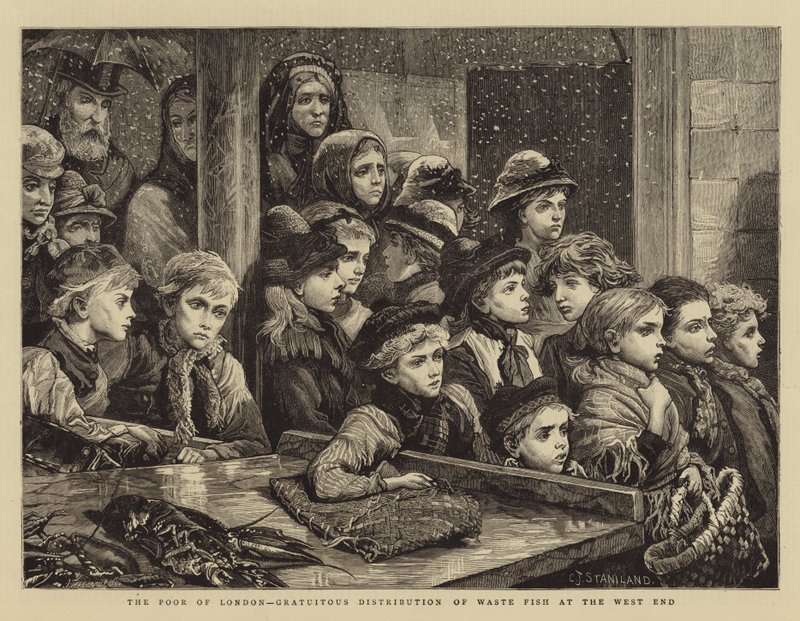 Londra'nın Yoksulları, Batı Yakasında Atık Balıkların Karşılıksız Dağılımı by Charles J. Staniland