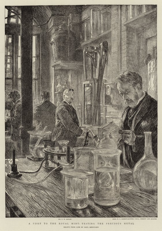 Kraliyet Darphanesi ziyareti, Değerli Metalin test edilmesi by Charles Paul Renouard