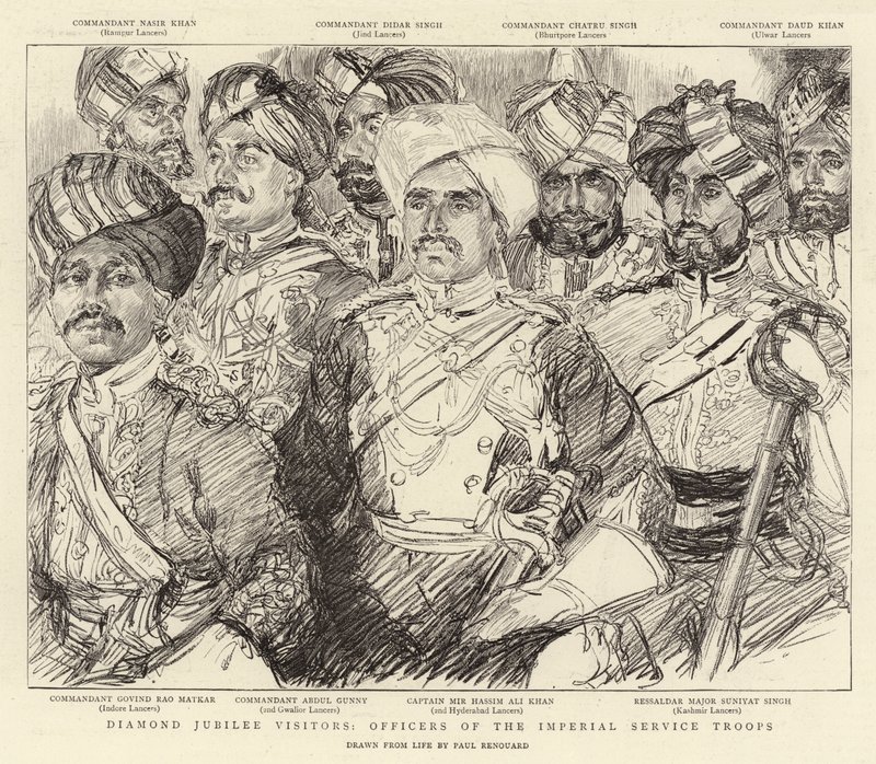 Diamond Jubilee Ziyaretçileri, İmparatorluk Hizmet Birliklerinin Subayları by Charles Paul Renouard