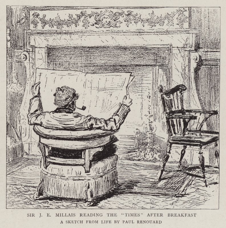 Sir JE Millais, Kahvaltıdan Sonra Times'ı okuyor by Charles Paul Renouard