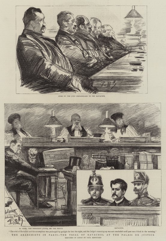 Paris'teki Anarşistler, Palais de Justice'deki Ravachol Davası by Charles Paul Renouard