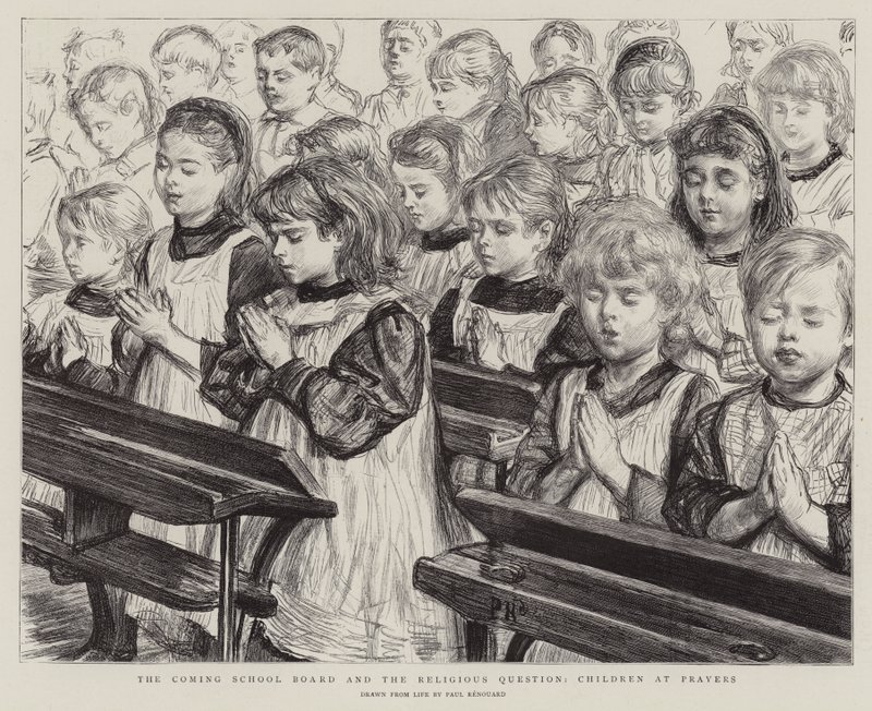 Yaklaşan Okul Kurulu ve Dini Soru, Çocuklar Namazda by Charles Paul Renouard