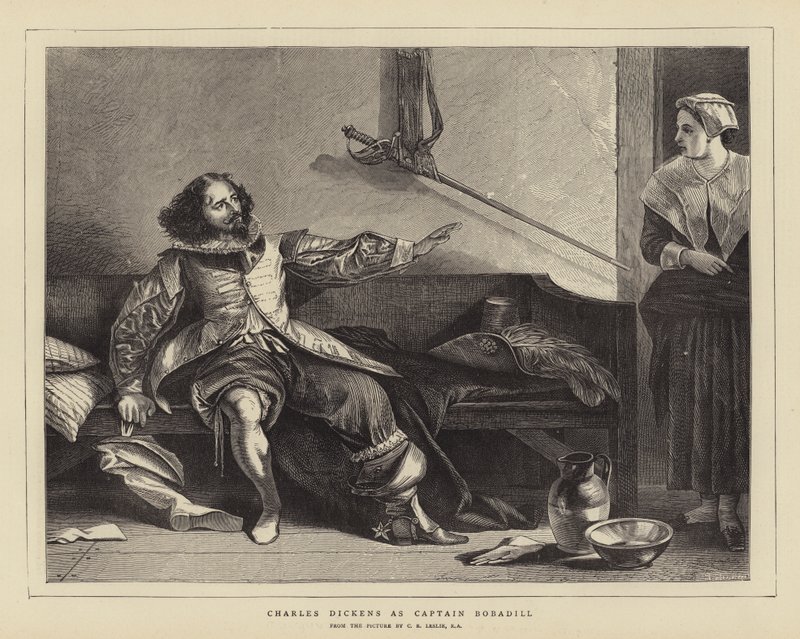 Charles Dickens Kaptan Bobadill olarak by Charles Robert Leslie