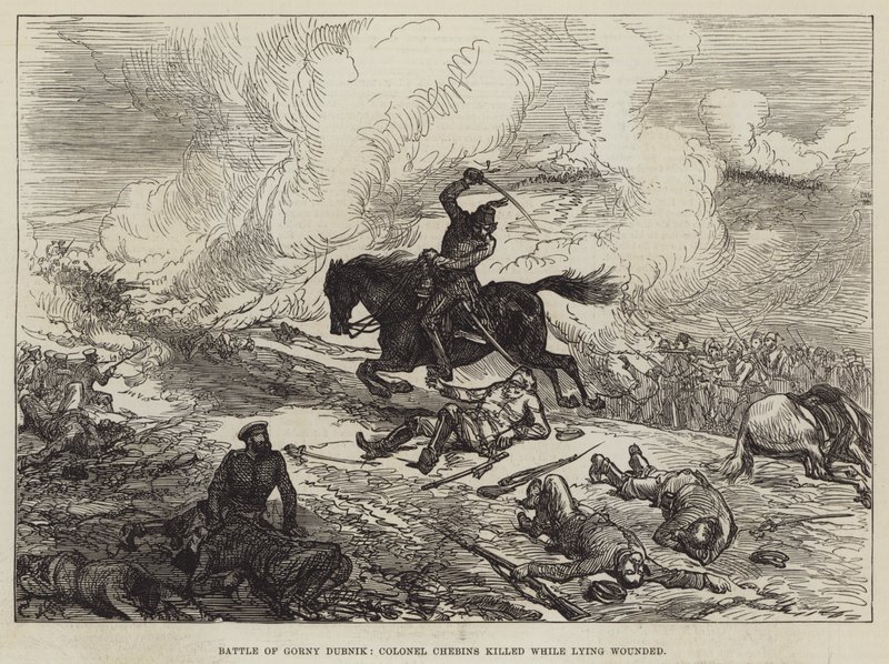 Gorny Dubnik Savaşı, Albay Chebins Yaralı yatarken öldürüldü by Sir John Charles Robinson