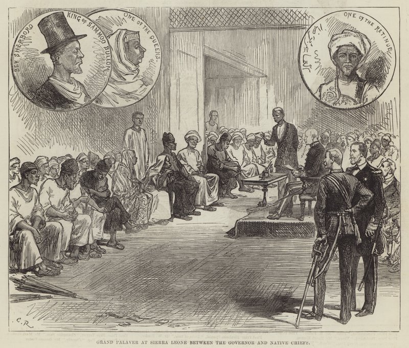 Vali ve Yerli Chiefs arasında Sierra Leone Grand Palaver by Sir John Charles Robinson