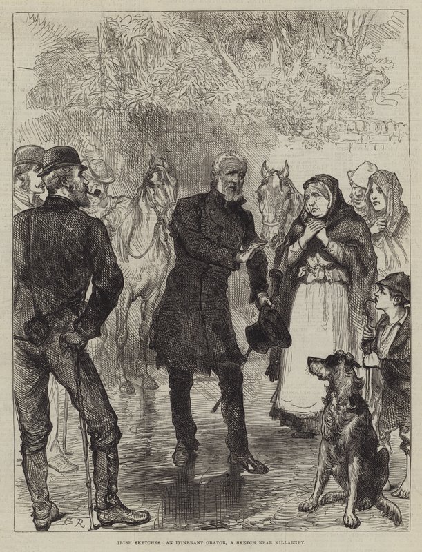 İrlandalı Eskizler, Gezici Bir Hatip, Killarney yakınlarında bir Eskiz by Sir John Charles Robinson