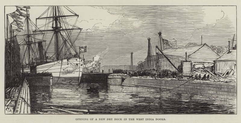 Batı Hindistan Rıhtımlarında Yeni Kuru Havuz Açılışı by Sir John Charles Robinson