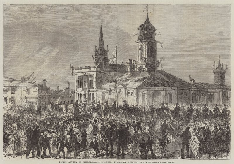 Middlesborough-on-Tees'de Prens Arthur, Pazar Yerinde Geçit Töreni by Sir John Charles Robinson