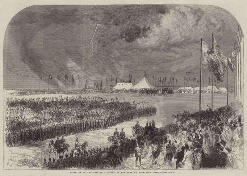 Belçikalı Tüfekçilerin Wimbledon Common Kampında Karşılanması by Sir John Charles Robinson