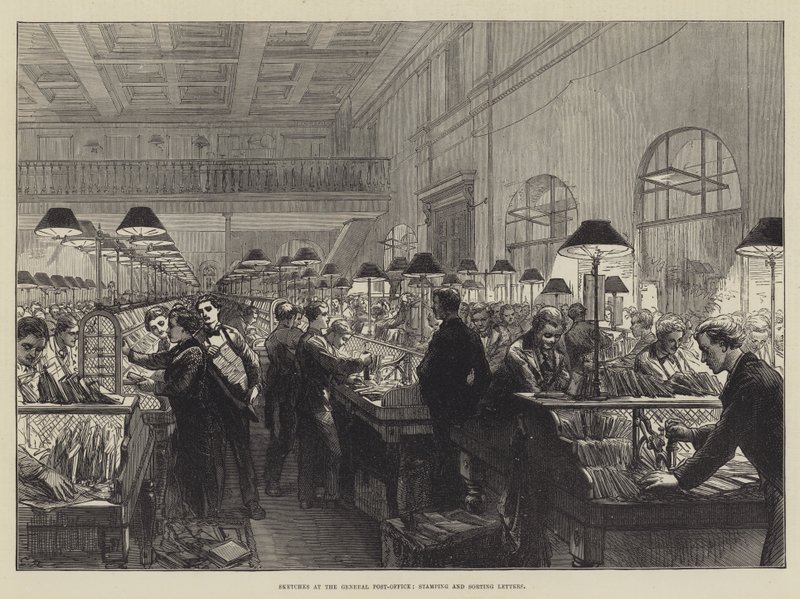 Genel Postanede Eskizler, Mektupların damgalanması ve tasnif edilmesi by Sir John Charles Robinson