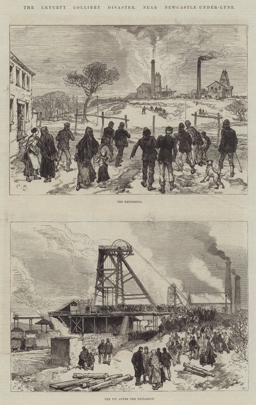 Newcastle-under-Lyne yakınlarındaki Leycett Colliery Felaketi by Sir John Charles Robinson