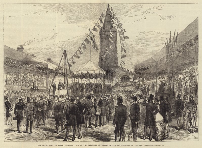 Truro'ya Kraliyet Ziyareti, Yeni Katedralin Temel Taşını Atma Töreninden Genel Görünüm by Sir John Charles Robinson
