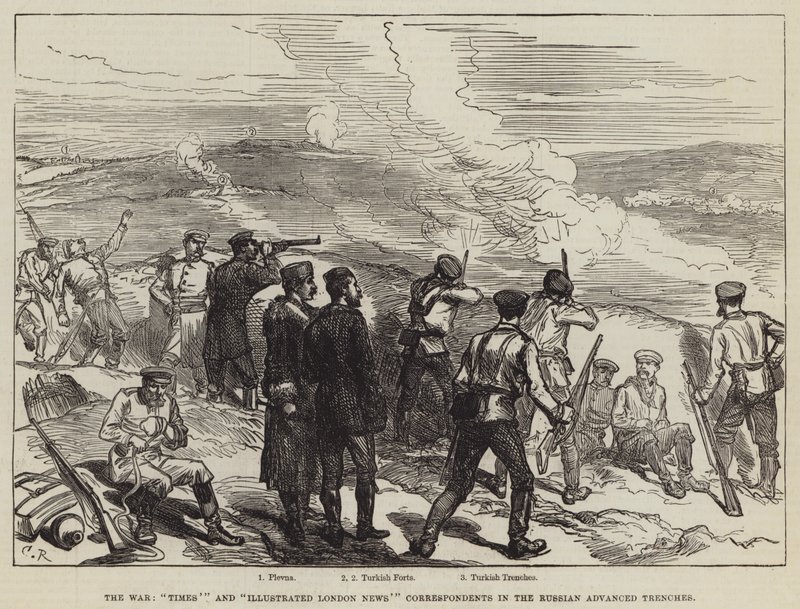Rus Gelişmiş Siperlerinde Savaş, Times ve Illustrated London News Muhabirleri by Sir John Charles Robinson