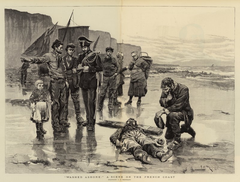 Karaya Yıkanmış, Fransız Sahilinde Bir Sahne by Charles Stanley Reinhart