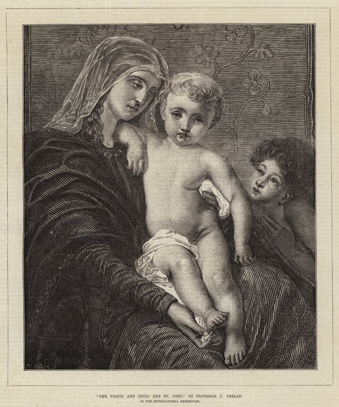 Bakire ve Çocuk ve Aziz John by Charles Verlat