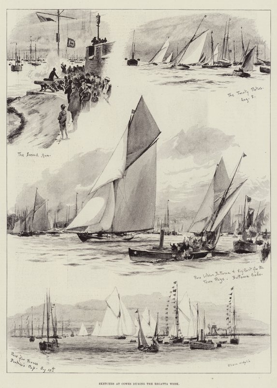 Regatta Haftası'nda Cowes'da Eskizler by Charles William Wyllie