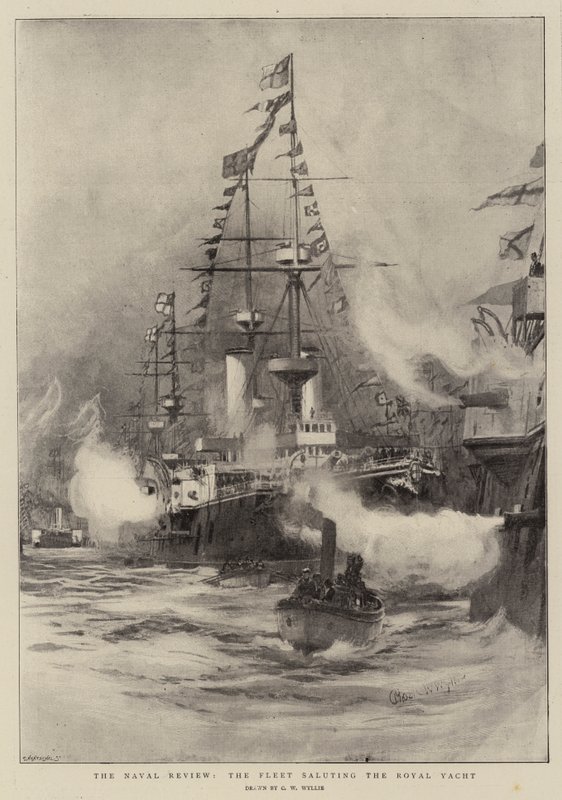 Donanma İncelemesi, Kraliyet Yatını selamlayan Filo by Charles William Wyllie