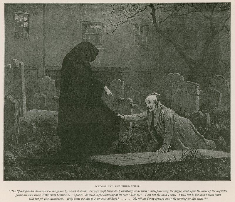 Charles Dickens (lito) tarafından yazılan Noel Şarkısı için İllüstrasyon by Charles (after) Green
