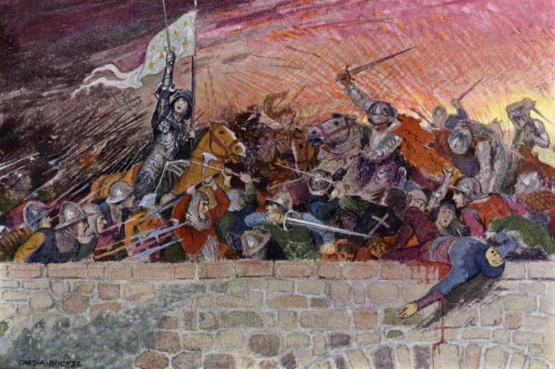 Joan of Arc: "Tanrı adına, ileri!" (renkli taş) by Charles A. Buchel