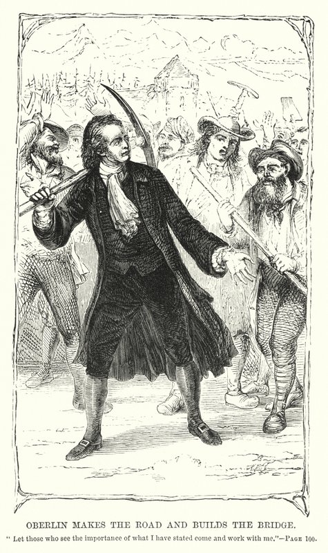 Oberlin yolu yapar ve köprüyü inşa eder (gravür) by Charles Altamont Doyle