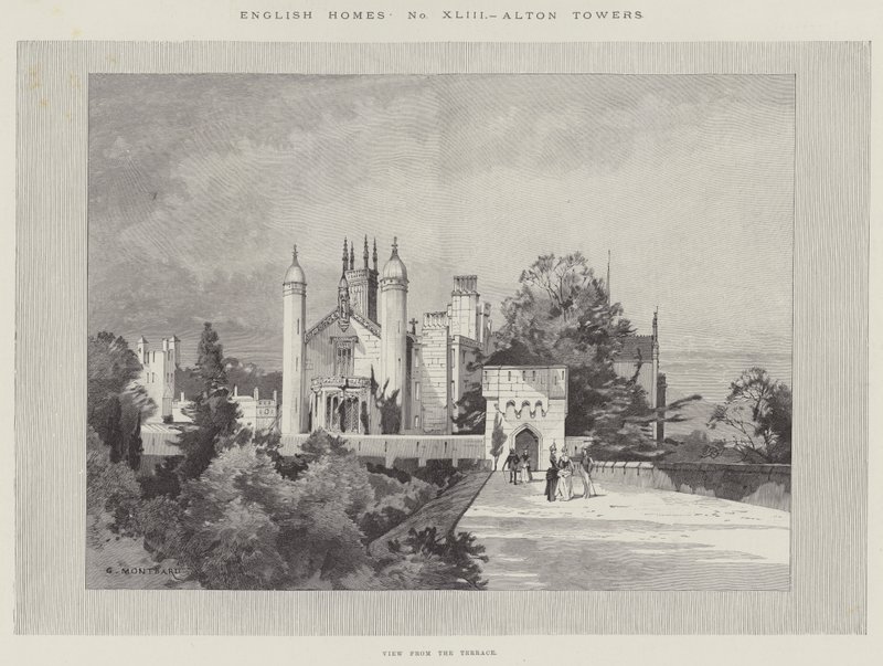 English Homes, Alton Towers, Terastan Görünüm by Charles Auguste Loye