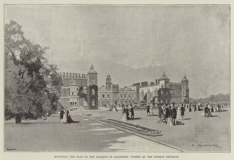 Hatfield, Salisbury Markisinin Koltuğu, Alman İmparatoru tarafından ziyaret edildi by Charles Auguste Loye