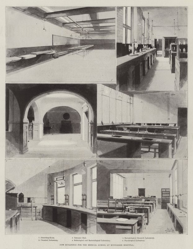 Middlesex Hastanesi Tıp Fakültesi için Yeni Binalar by Charles Auguste Loye