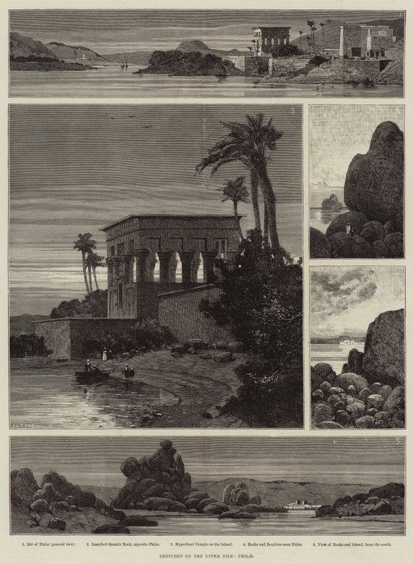 Yukarı Nil, Philae Üzerine Eskizler by Charles Auguste Loye