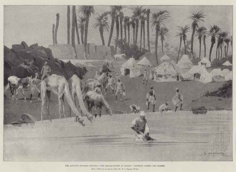 Develeri ve Atları Sulayan Ferket'teki Karargah Dongola'ya Doğru İlerleme by Charles Auguste Loye