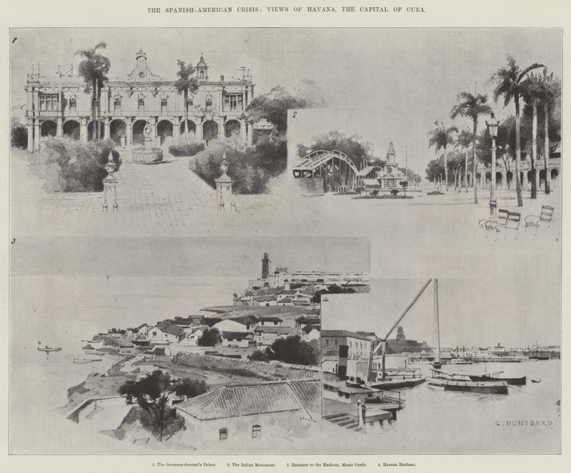 İspanyol-Amerikan Krizi, Küba'nın Başkenti Havana'dan Görünümler by Charles Auguste Loye