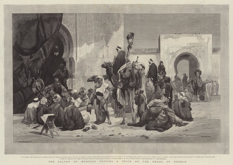 Fas Sultanı Asilerin Başlarına Ödül Veriyor by Charles Auguste Loye