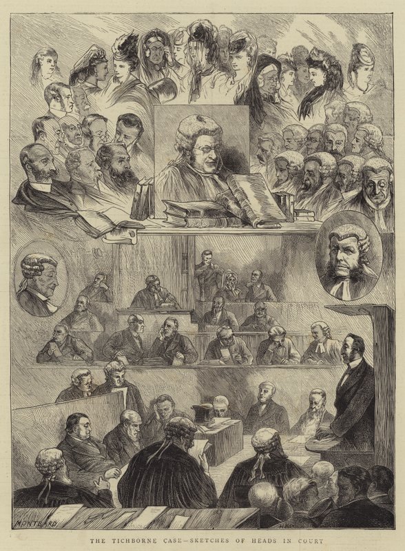 Tichborne Davası, Mahkemedeki Başkanların Eskizleri by Charles Auguste Loye