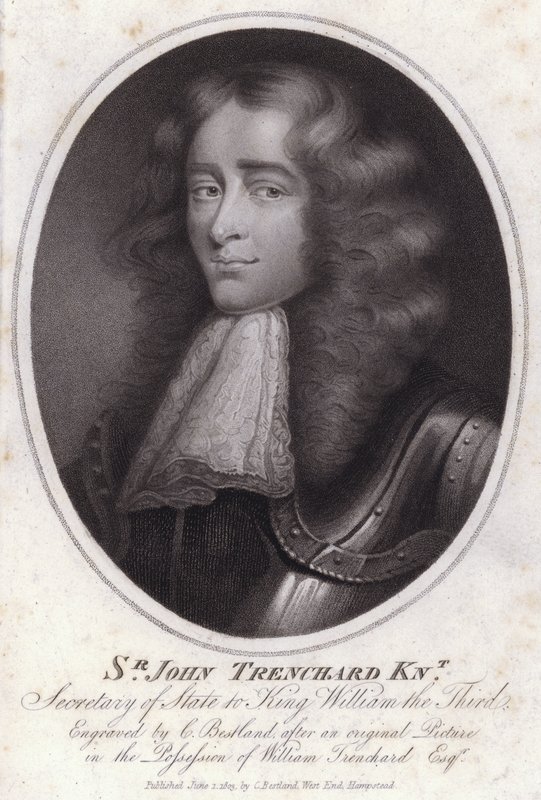 Sir John Trenchard, İngiliz politikacı ve Kral William III altında Kuzey Bölümü Devlet Bakanı (gravür) by Charles Bestland