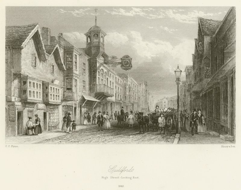 Guildford, High Street, Doğuya Bakmak, 1840 by Charles Claude Pyne