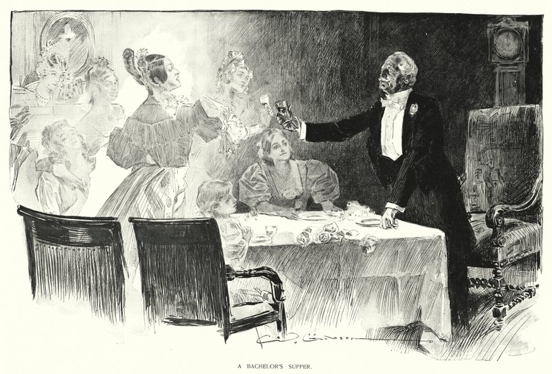 Bekarlığa veda yemeği (lito) by Charles Dana Gibson