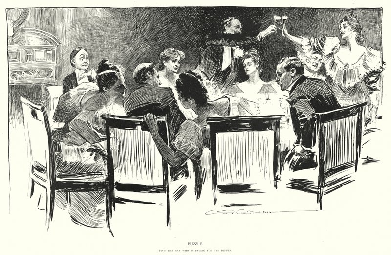 Yapboz, akşam yemeğini ödeyen adamı bulun (litho) by Charles Dana Gibson