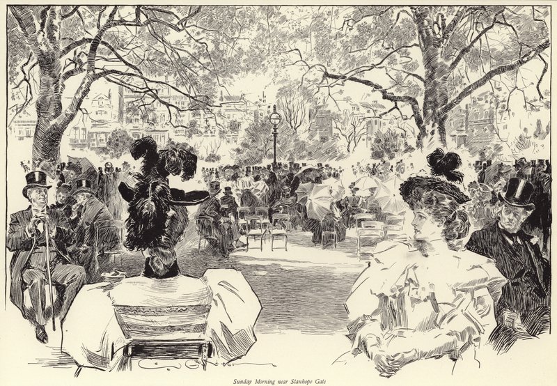 Pazar Sabahı, Stanhope Kapısı yakınında, Hyde Park by Charles Dana Gibson