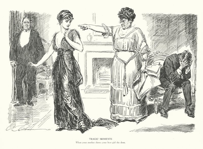 Trajik Anlar, Anneniz en iyi kız arkadaşınıza kapıyı gösterdiğinde (lito) by Charles Dana Gibson