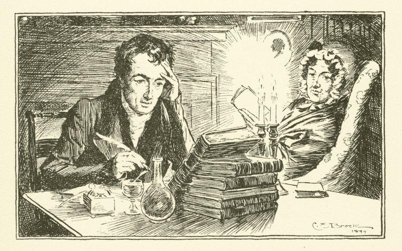 Charles Lamb, kız kardeşi Mary ile birlikte (gravür) by Charles Edmund Brock